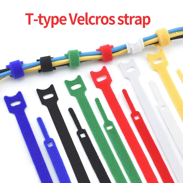 20pcs T-type Velcros Reusable ties Hook and loop fastener